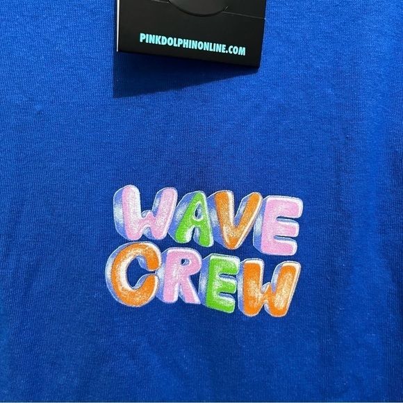 Pink Dolphin Blue Wave Crew Short Sleeve Unisex T Shirt Large - Picture 5 of 6